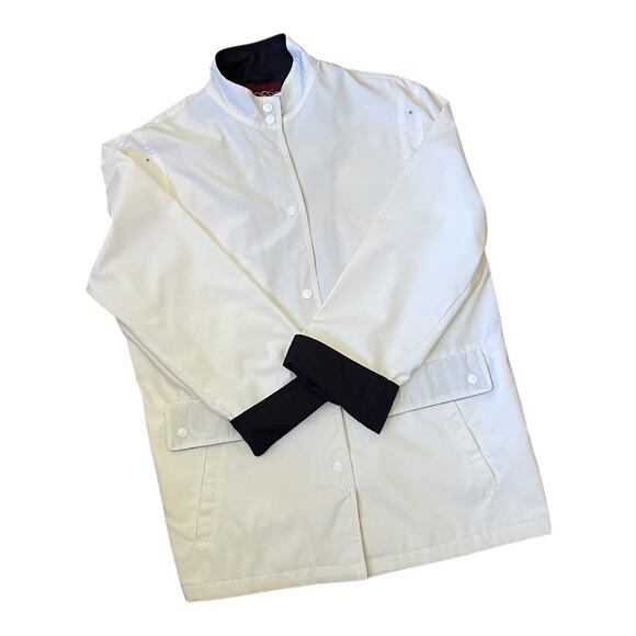 Vintage Classic White Windbreaker Jacket Snap Front Pockets Sz 16 Singapore Barn - Picture 17 of 17